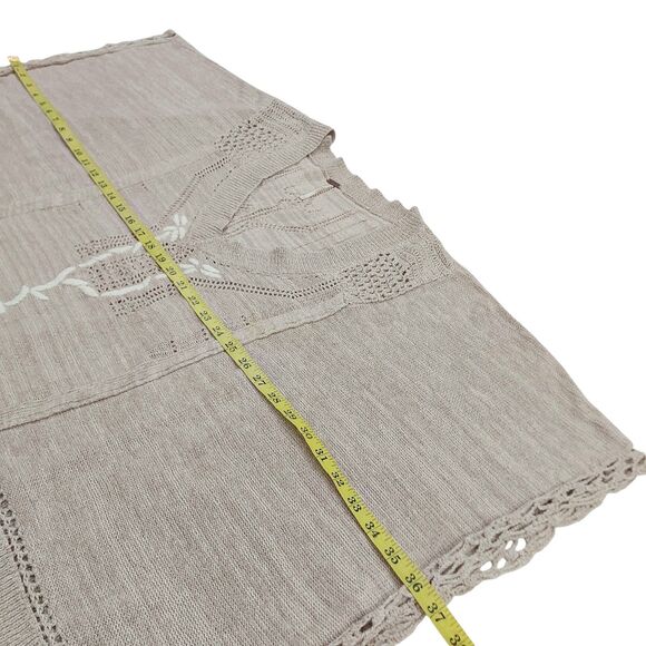 Free People Precious Pointelle Poncho Womens Large Brown Knitted V-Neck Bohemian - Picture 11 of 12